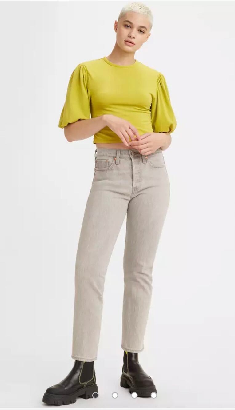 Levi’s wedgie straight button fly jeans gray high rise denim ankle crop 26